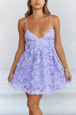 HELLO MOLLY Petalled Moment Mini Dress Lilac -Hello Molly Shop 000268 1696307080