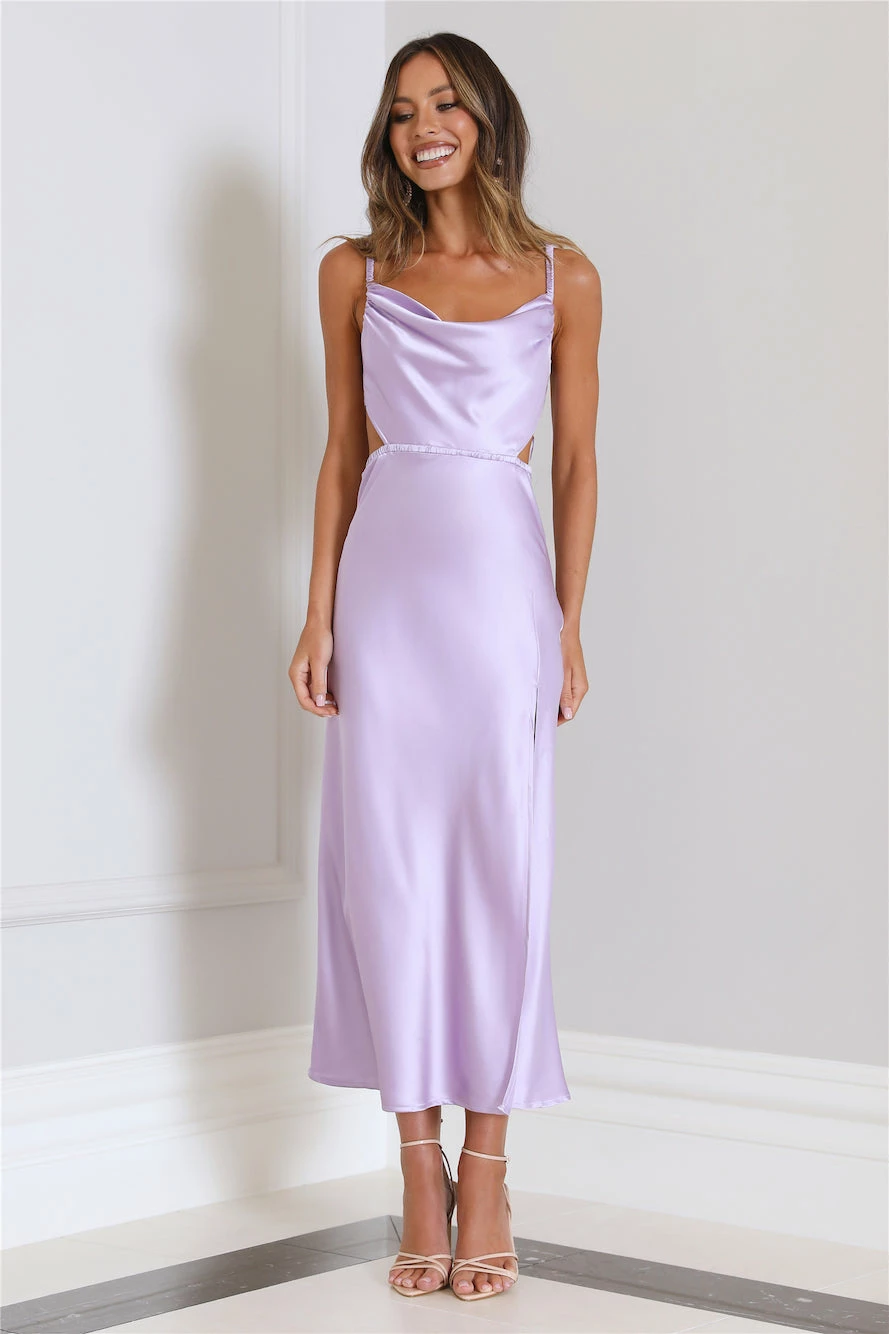 Standing Tall Satin Midi Dress Lilac 6 Standing Tall Satin Midi Dress Lilac - Image 4