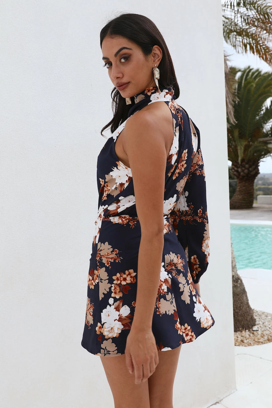 Party Edit Satin Mini Dress Navy 9 Party Edit Satin Mini Dress Navy - Image 7