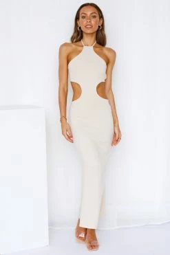 Falling Through Maxi Dress Beige