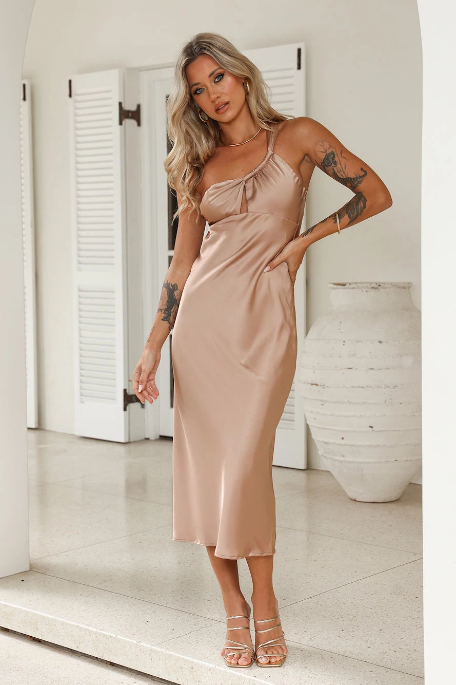 Your Truth Satin Maxi Dress Brown 5 Your Truth Satin Maxi Dress Brown - Image 3