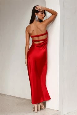 Curious Heart Satin Maxi Dress Red -Hello Molly Shop 1W4A6813 1692926112