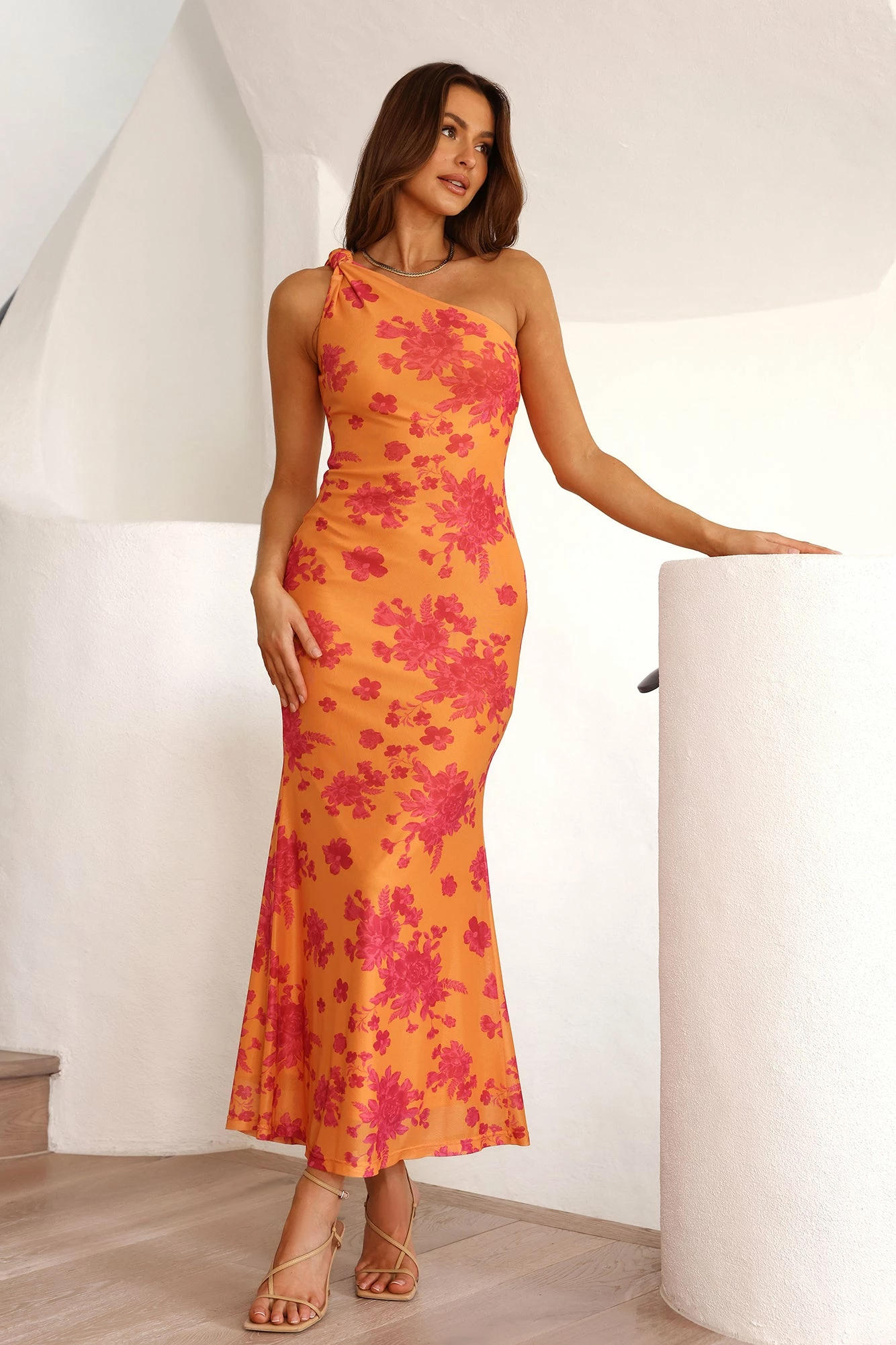 Mission To Impress One Shoulder Mesh Maxi Dress Orange 4 Mission To Impress One Shoulder Mesh Maxi Dress Orange - Image 2