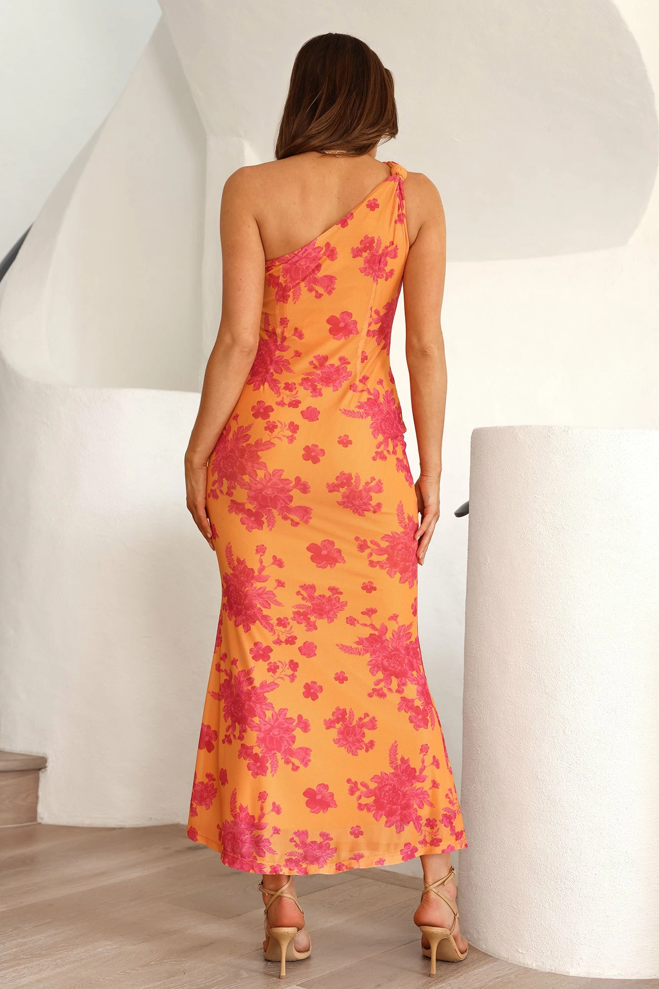 Mission To Impress One Shoulder Mesh Maxi Dress Orange 7 Mission To Impress One Shoulder Mesh Maxi Dress Orange - Image 5