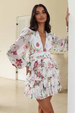 RUNAWAY Carlita Mini Dress Jaci Print White Floral 10 RUNAWAY Carlita Mini Dress Jaci Print White Floral -Hello Molly Shop 1W4A9687 1687235119