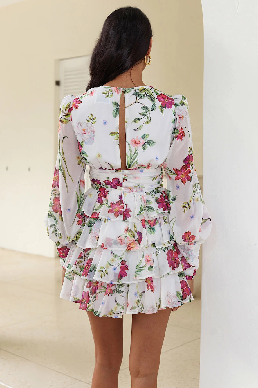 RUNAWAY Carlita Mini Dress Jaci Print White Floral 7 RUNAWAY Carlita Mini Dress Jaci Print White Floral - Image 5