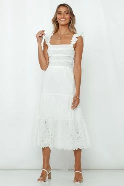 Let Me Fall In Love Midi Dress White