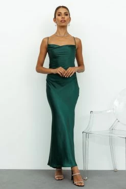 Kissin All Night Satin Maxi Dress Teal