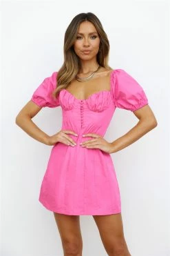 Cutest Milkmaid Mini Dress Pink -Hello Molly Shop 221018HM 0023 1668095918