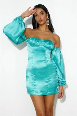 Luxe Look Mini Dress Teal -Hello Molly Shop 221021HM 1582 1669071738