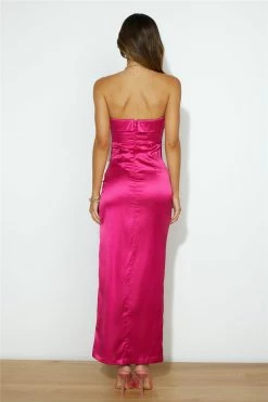 Riding With You Satin Maxi Dress Hot Pink -Hello Molly Shop 221103HM0591 1669775492