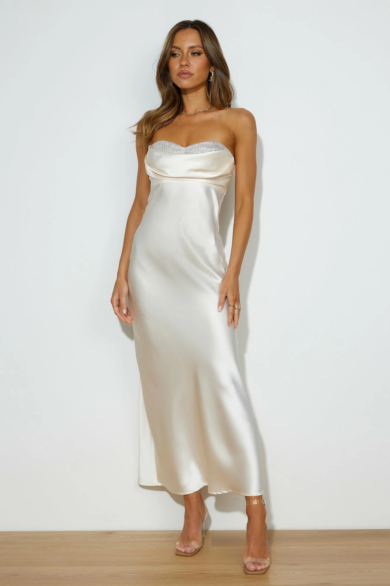 Luxe Dance Satin Maxi Dress Champagne 5 Luxe Dance Satin Maxi Dress Champagne - Image 3