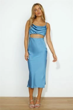 Sparkle Love Midi Dress Blue