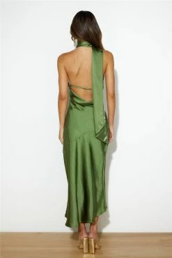 Athenian Satin Maxi Dress Olive -Hello Molly Shop 221223HM 1688 1673835281