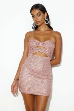 Shiniest Star Sequin Mini Dress Light Pink