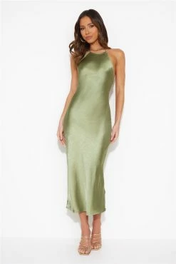 Mood For Luxe Satin Maxi Dress Green -Hello Molly Shop 230623HM 0281 1689569127
