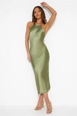 Mood For Luxe Satin Maxi Dress Green -Hello Molly Shop 230623HM 0294 1689569127