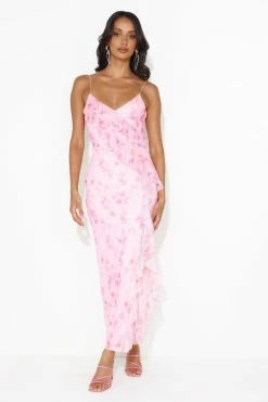 Loving Fun Vibes Frill Mesh Maxi Dress Pink -Hello Molly Shop 230713HM 0034 1691476449
