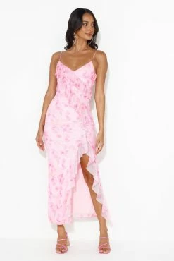 Loving Fun Vibes Frill Mesh Maxi Dress Pink -Hello Molly Shop 230713HM 0038 1691476449