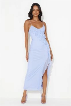 Flaunt It Girl Frill Mesh Maxi Dress Blue -Hello Molly Shop 230713HM 0353 1691126338