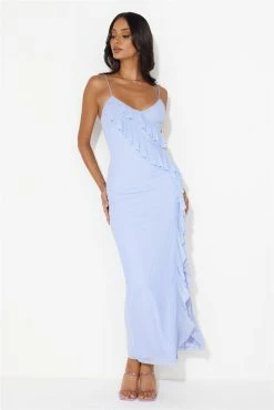 Flaunt It Girl Frill Mesh Maxi Dress Blue -Hello Molly Shop 230713HM 0355 1691126338
