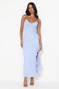 Flaunt It Girl Frill Mesh Maxi Dress Blue -Hello Molly Shop 230713HM 0359 1691126338
