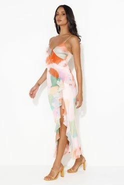 Fire Signs Frill Mesh Maxi Dress Multi -Hello Molly Shop 230713HM 0428 1691478253