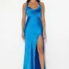 HELLO MOLLY Girl In The Spotlight Halter Neck Satin Maxi Dress Blue -Hello Molly Shop 230713HM 1707 1691542028