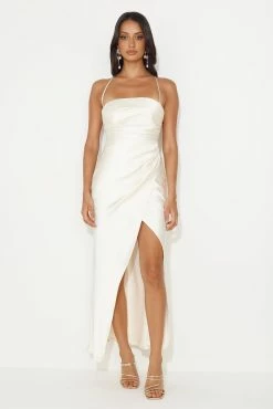 Best Friends Wedding Satin Midi Dress Champagne