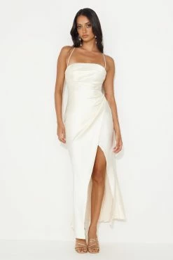 Best Friends Wedding Satin Midi Dress Champagne -Hello Molly Shop 230713HM 1887 1691542970