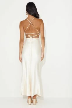 Best Friends Wedding Satin Midi Dress Champagne -Hello Molly Shop 230713HM 1899 1691542971