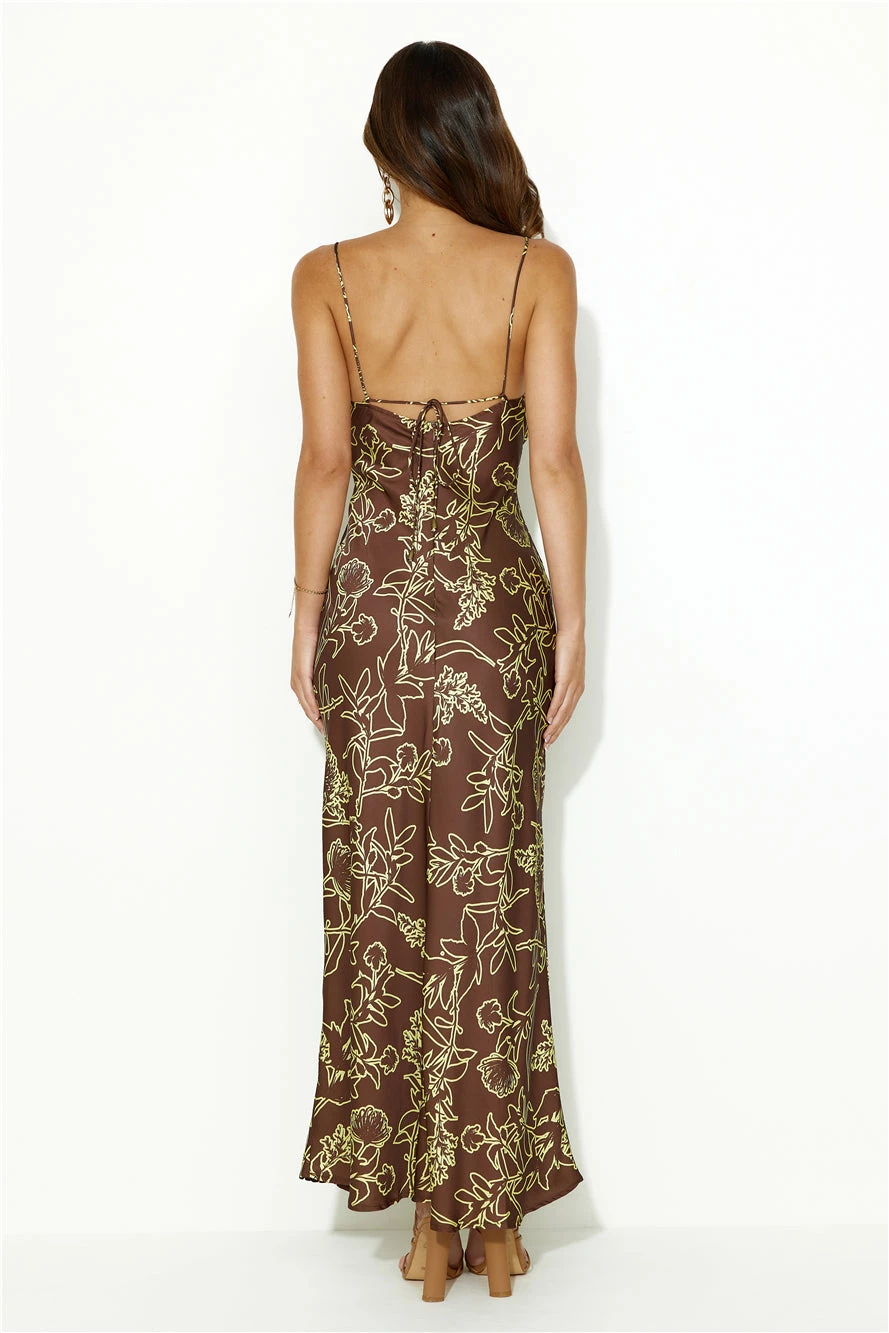 Sundown Hour Satin Maxi Dress Brown 6 Sundown Hour Satin Maxi Dress Brown - Image 4