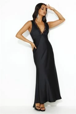 Juicy Stories Satin Maxi Dress Black -Hello Molly Shop 230901HM0871 1695345266
