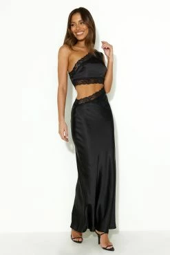 Intricate Love Satin Maxi Dress Black -Hello Molly Shop 230907HM 1809 1696388374