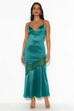 Formal Retreat Satin Maxi Dress Forest Green -Hello Molly Shop 230928HM 1443 1698301969