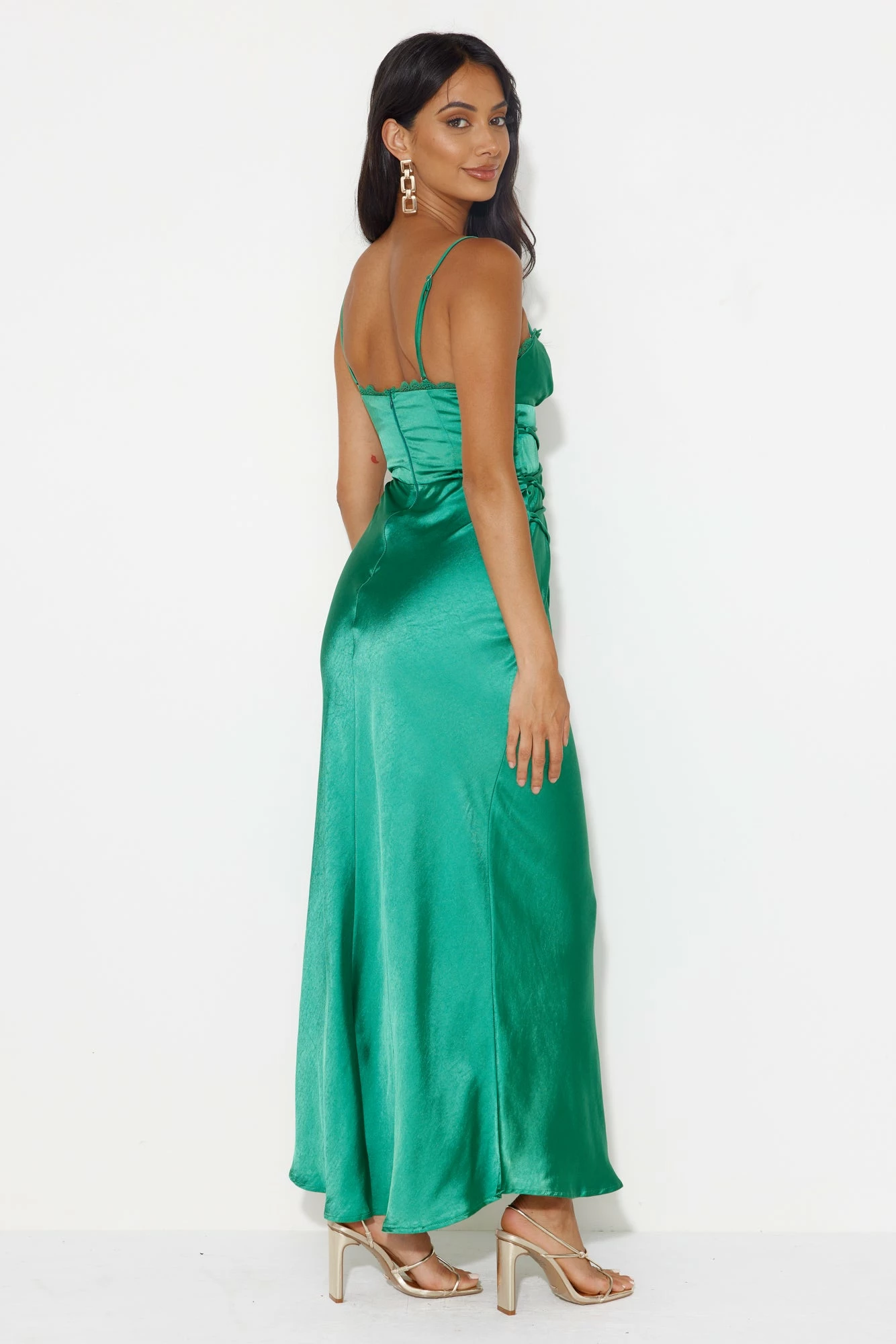 Dancing Pixie Satin Maxi Dress Green 6 Dancing Pixie Satin Maxi Dress Green - Image 4