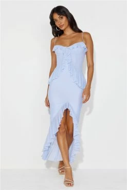 Hotel Flowers Frill Maxi Dress Light Blue 10 Hotel Flowers Frill Maxi Dress Light Blue -Hello Molly Shop 231124HM14392 1703116859