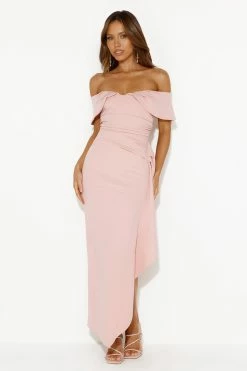 Moonlit Masquerade Off Shoulder Maxi Dress Blush -Hello Molly Shop 231130HM15579 1704418404