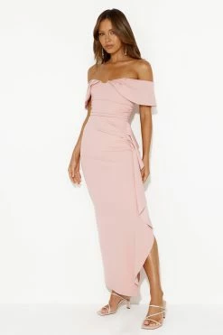Moonlit Masquerade Off Shoulder Maxi Dress Blush -Hello Molly Shop 231130HM15580 1704418404