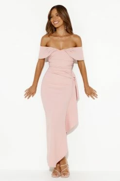 Moonlit Masquerade Off Shoulder Maxi Dress Blush -Hello Molly Shop 231130HM15586 1704418405
