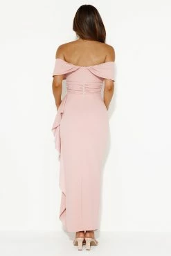 Moonlit Masquerade Off Shoulder Maxi Dress Blush -Hello Molly Shop 231130HM15588 1704418405