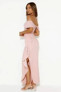 Moonlit Masquerade Off Shoulder Maxi Dress Blush -Hello Molly Shop 231130HM15589 1704418405