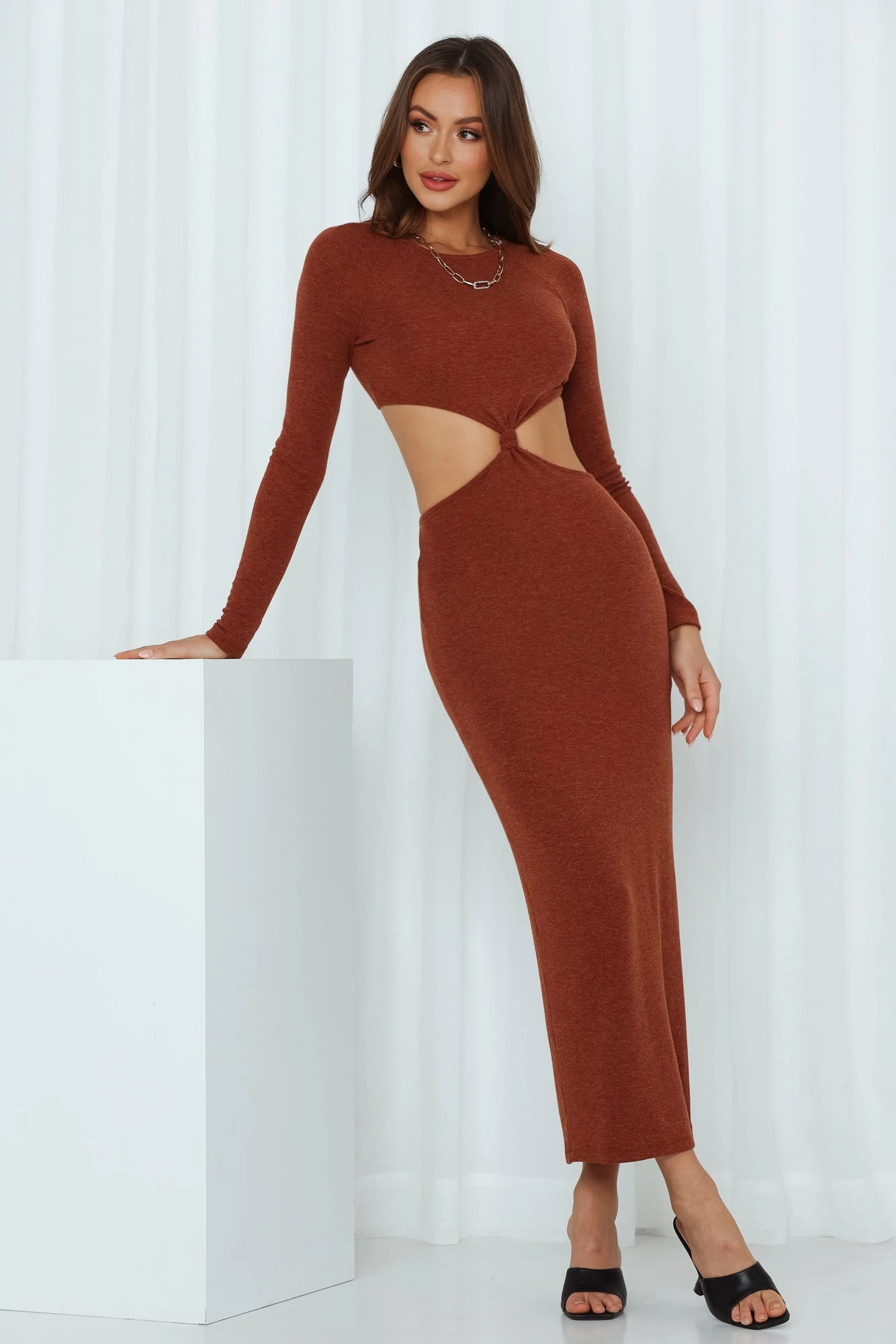 Knotted Hourglass Maxi Dress Brown 5 Knotted Hourglass Maxi Dress Brown - Image 3