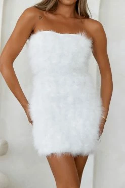 HELLO MOLLY Bring The Extravagance Feather Mini Dress White -Hello Molly Shop A23I0167 1700189710