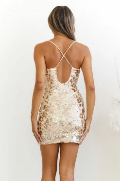 HELLO MOLLY Fiercely Desire Sequin Mini Dress Gold -Hello Molly Shop A23I7941 1659658714