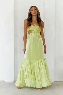 Hello Molly Shop 41 Enchanted Woods Halter Maxi Dress Lime