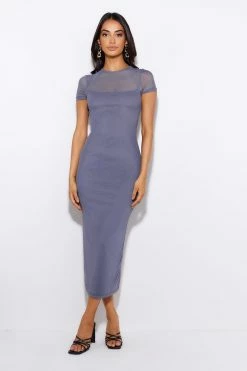 Bright To Dark Mesh Maxi Dress Grey