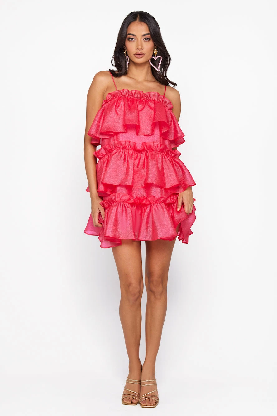 HELLO MOLLY Champagne Towers Mini Dress Hot Pink 4 HELLO MOLLY Champagne Towers Mini Dress Hot Pink - Image 2