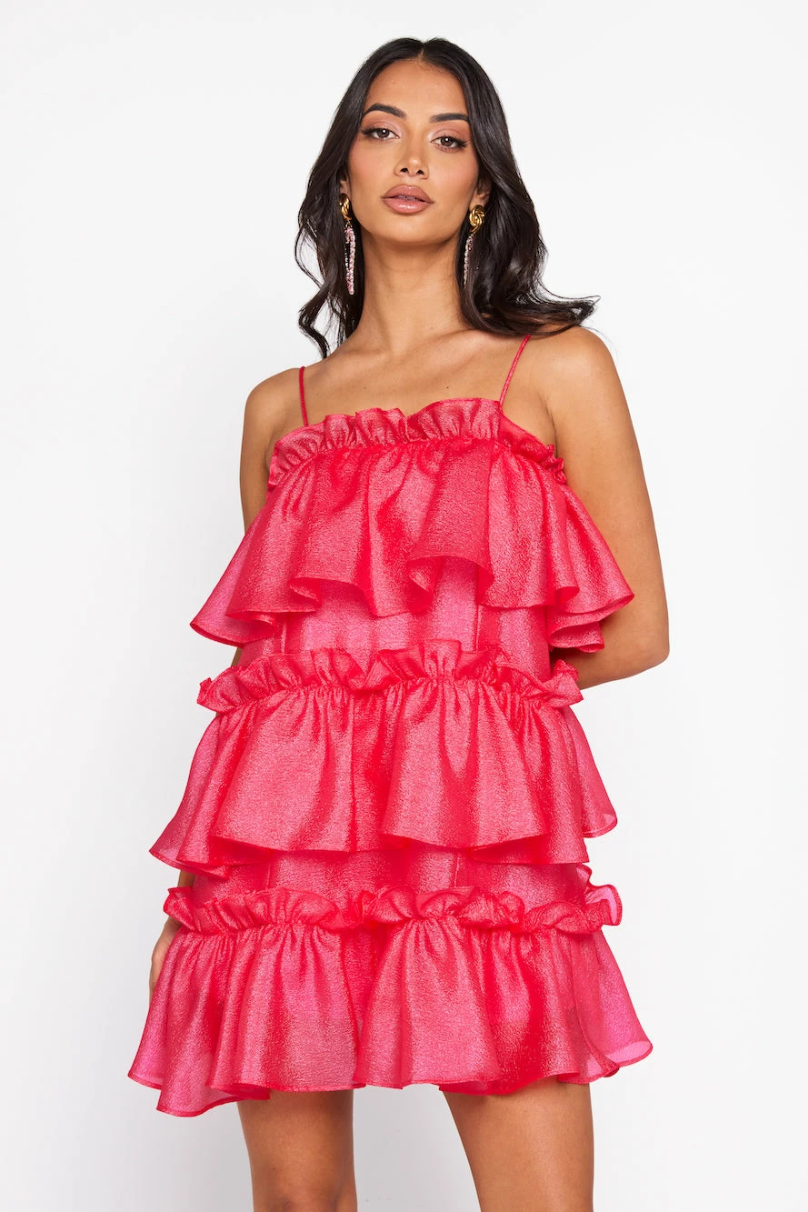 HELLO MOLLY Champagne Towers Mini Dress Hot Pink 3 HELLO MOLLY Champagne Towers Mini Dress Hot Pink