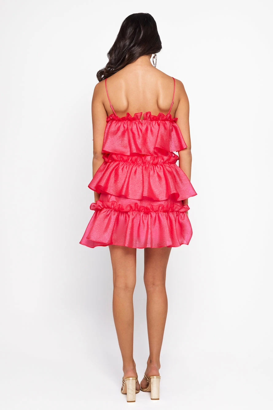HELLO MOLLY Champagne Towers Mini Dress Hot Pink 8 HELLO MOLLY Champagne Towers Mini Dress Hot Pink - Image 6